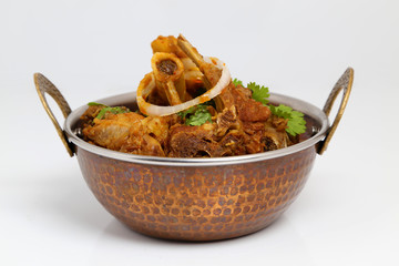 Indian or Rajasthani non veg food. Indian style meat dish or mutton curry.