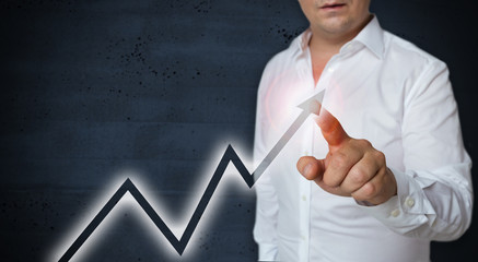 Graph Touchscreen wird von Mann bedient konzept