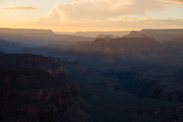 Fototapeta na wymiar Sunset from the South Rim of the Grand Canyon in Arizona. 