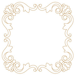 Golden vintage border frame engraving with retro ornament pattern in antique baroque style decorative design. Vector