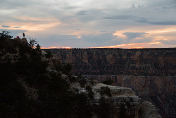 Sunset on the North Rim of the Grand Canyon in Arizona. 