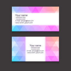 Multicolour business card template from polygonal elements. Vector abstract cards for  your business and design.