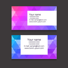 Multicolour business card template from polygonal elements. Vector abstract cards for  your business and design.