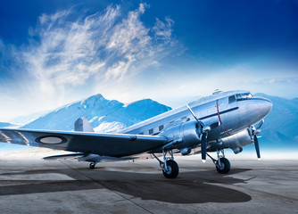 Fototapeta na wymiar historical aircraft on an airfield