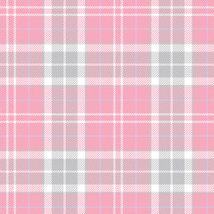 Pink vintage plaid seamless pattern. Female fabric texture. Vector background eps10