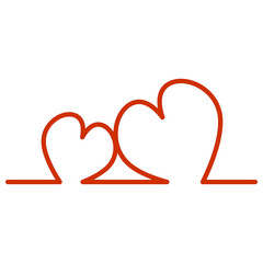Continuous Line Two Hearts Shape for Valentine's Day. Vector illustration of a hearts isolated on white background.