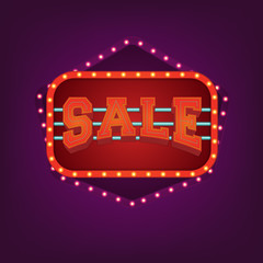 Retro Showtime Sign Design. Cinema Signage Light Bulbs Frame and Neon Lamps