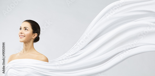 Woman Face Beauty Portrait Young Happy Girl In White