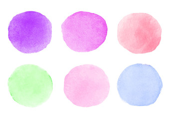 A set of abstract hand drawn watercolor grungy brush strokes isolated on white background