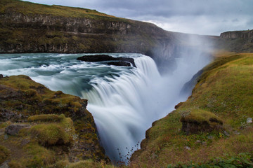 Fototapeta na wymiar Dramatic waterfall Gullfoss, the canyon of Olfusa Iceland