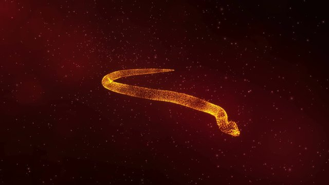 Anaconda, animated snake, abstract animal crawling through particles, fantasy 3D scene