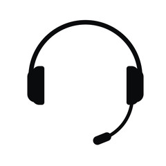 Headphones with a microphone, vector icon.