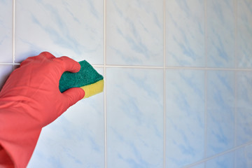 Hand in glove with sponge