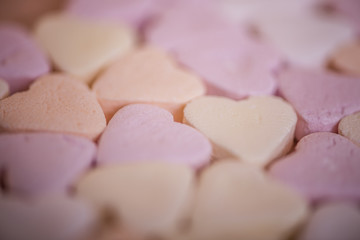 filled frame with heart shape candy