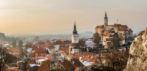 Fototapeta na wymiar Medieval castle and historic centre of Czech town Mikulov