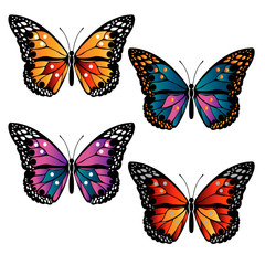 Obraz na płótnie Canvas multicolored butterflies set