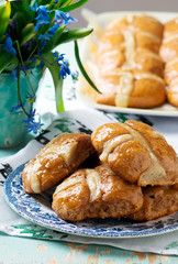 Easter cross buns..traditional easter pastries.