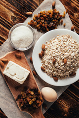 Step-by-step recipe for homemade oatmeal cookies with raisins and almonds