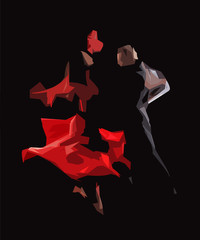 Tango passion - geometric abstract drawing - obrazy, fototapety, plakaty