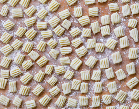 Italian uncooked home made pasta gnocchi