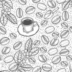Seamless pattern coffee beans.