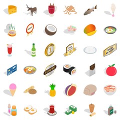 Vital activity icons set, isometric style