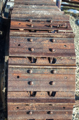 close up caterpillar tractor.