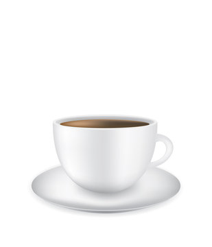 White coffee cup on white background, vector