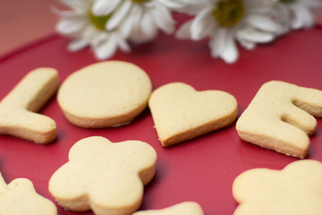 Love word made with homemade cookies