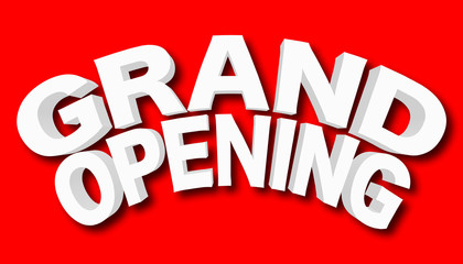 Fototapeta premium Stock Illustration - White Grand Opening, 3D Illustration, Isolated Against the Red Background.