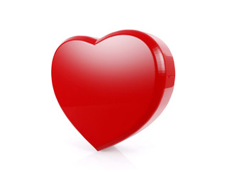 Red heart isolated on white background, 3D rendering