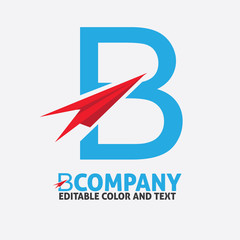 B letter logo design vector icon template for website or business - logo Letter travel airplane