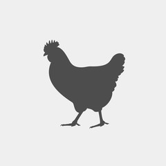 Chicken flat vecot icon. Chicken vector silhouette