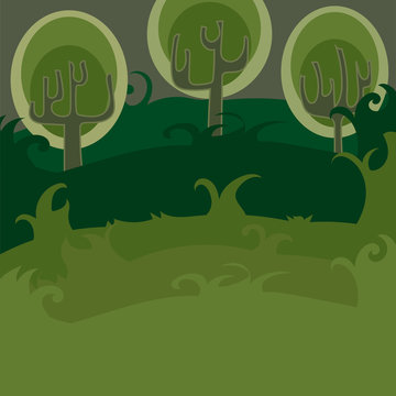 Forest of magic trees. Vector