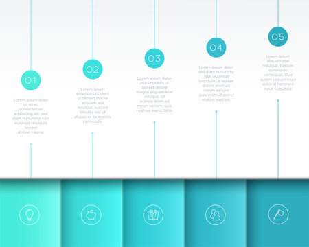 Vector Blue Infographic 3D Page Layout With Steps 1 To 5