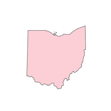 Ohio map isolated on white background silhouette. Ohio USA state