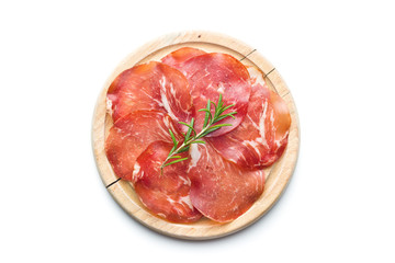 Sliced prosciutto crudo.