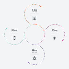 Infographics template 4 options with circle