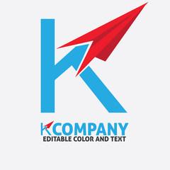 K letter logo design vector icon template for website or business - logo Letter travel airplane