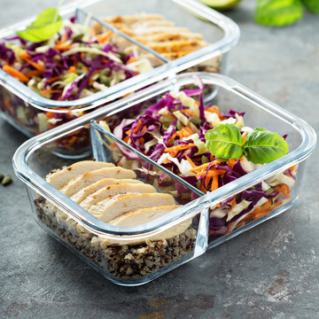 Healthy Meal Prep Containers With Quinoa And Chicken