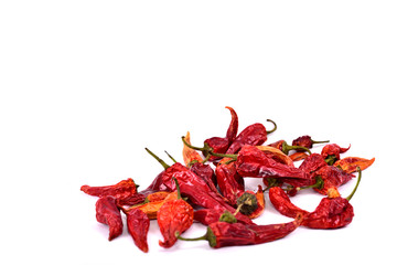 Dried paprika on a white background.