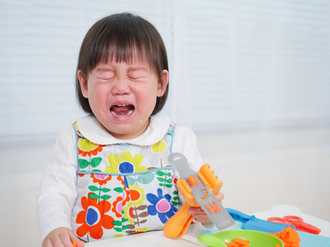 Baby Girl  Crying When Playing Pretend Food Toy