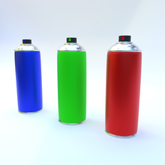Aerosols on the white background 3d