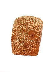 Appetizing black bread on a white background