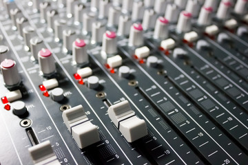 Console of the professional mixer - music, concert