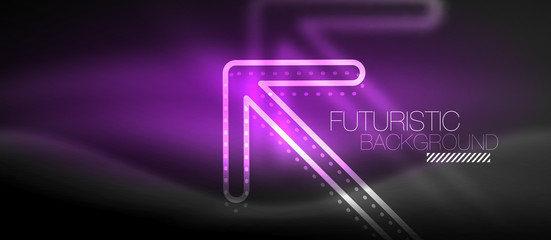 Techno neon glowing arrow background