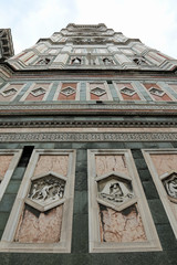 Florence Italy bottom view of Bell Tower of Cathedral by an italian artist called GIOTTO