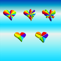 colorful rainbow hearts - symbol for homosexual love