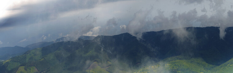 Beautiful panorama of the mountains after the rain