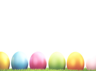 colorful Easter eggs green grass 3d rendering